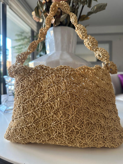 Bolsa Tejida Artesanal Ocre