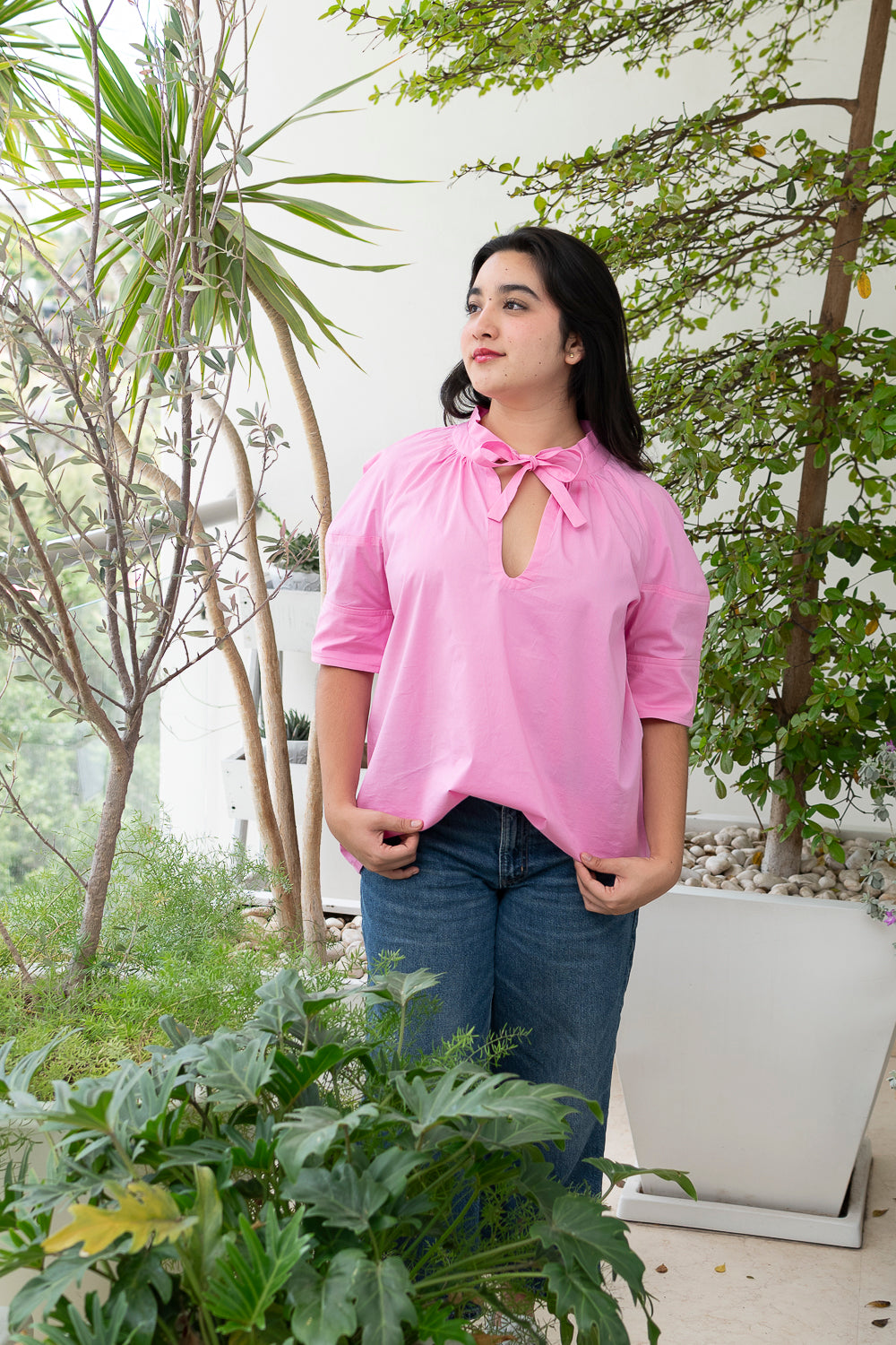 Blusa con Lazo Rosa