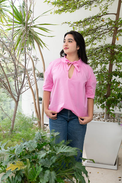 Blusa con Lazo Rosa